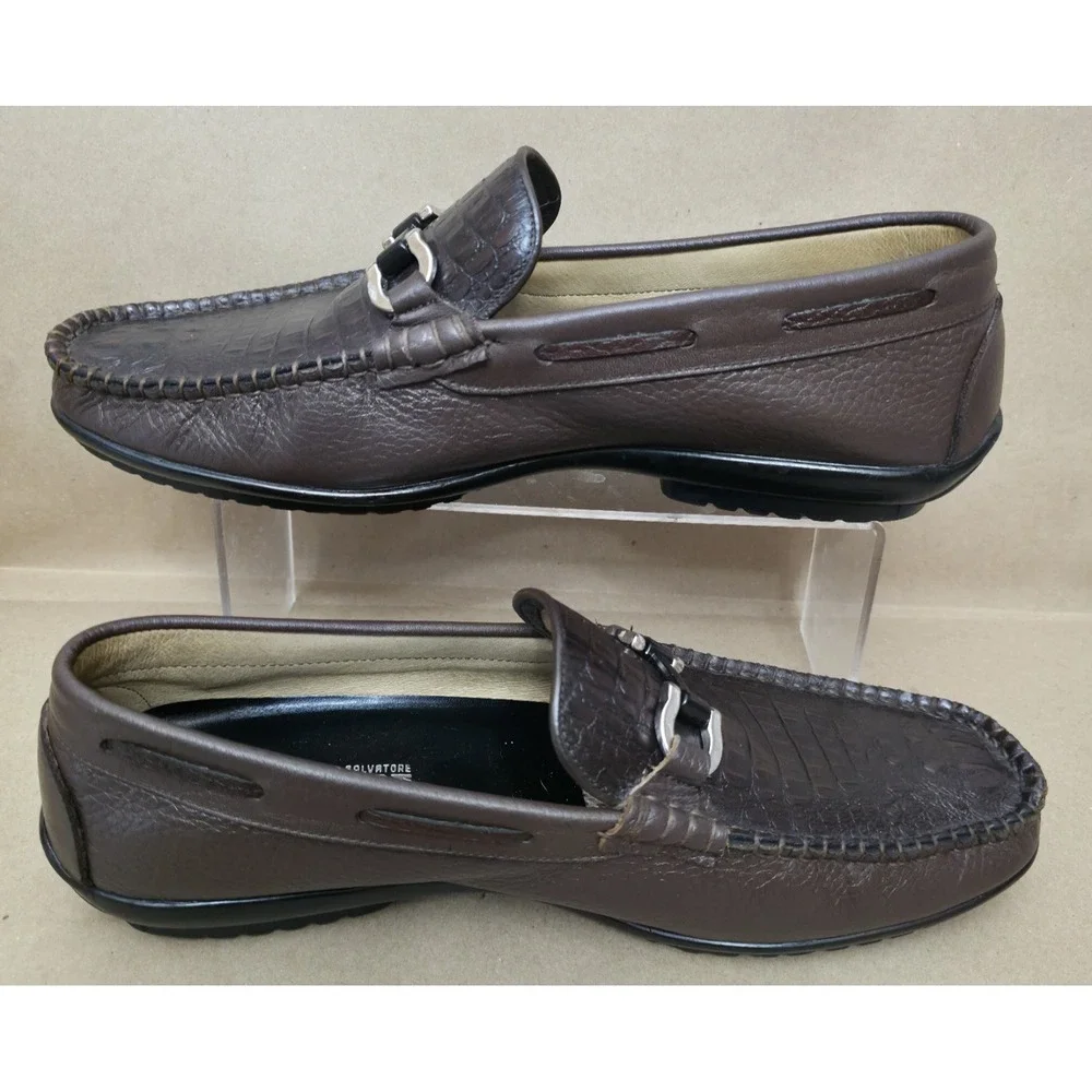 Salvatore Ferragamo (Sz 280mm US 9-10 E ) Driving Loafer Brown Horse Bit reptile